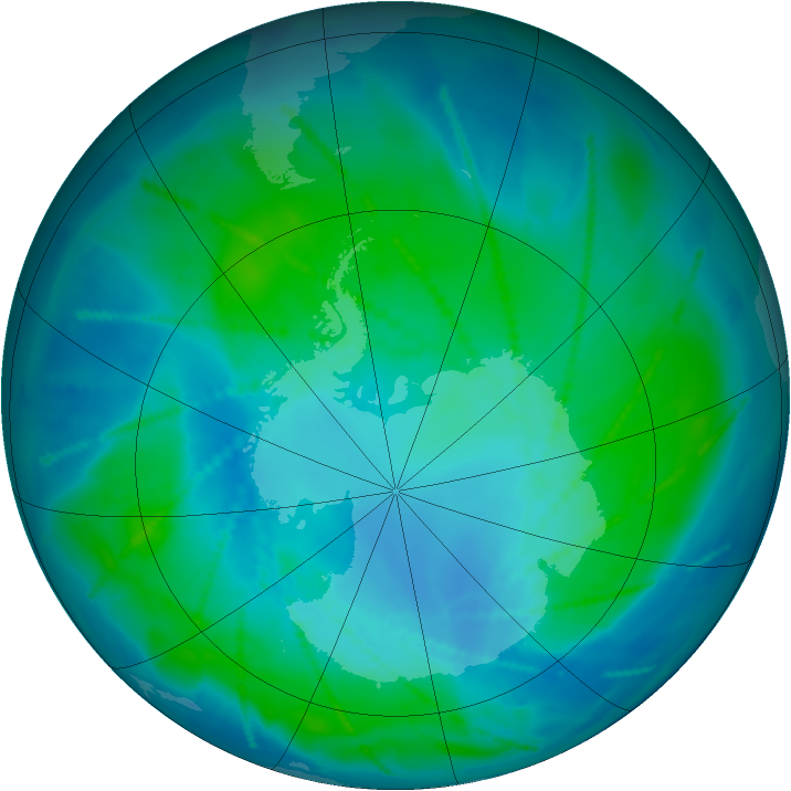Antarctic ozone map for 01 February 2011